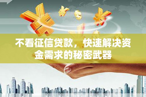 丹棱不看征信贷款，快速解决资金需求的秘密武器